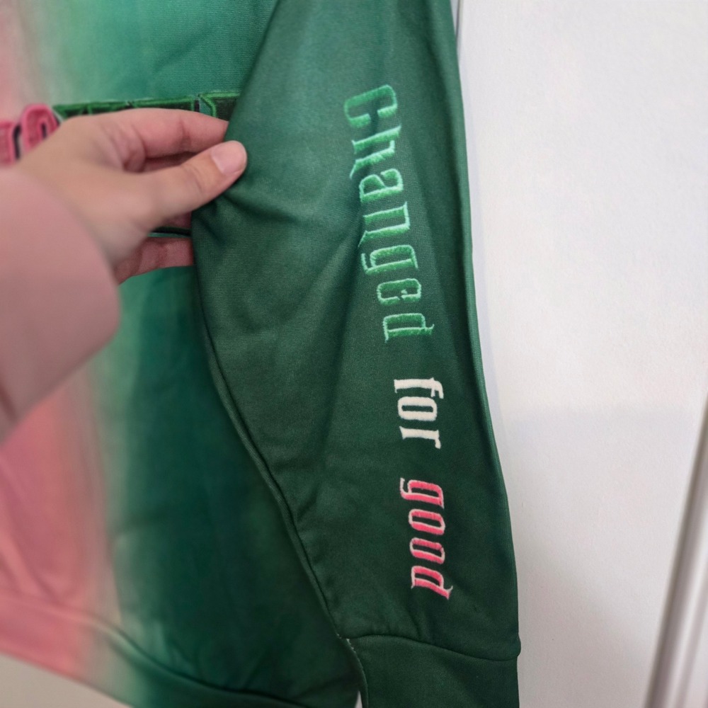 Wicked Women's Small Sweatshirt Pink Green Tie‎ Dye Broadway Musical Crewneck - Picture 2 of 10